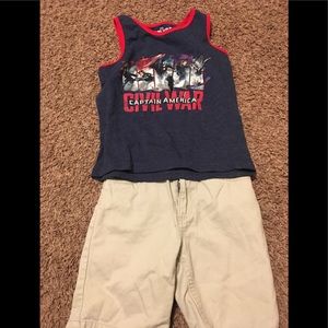 2 piece Boys Kenneth Cole shorts & Marvel tee set